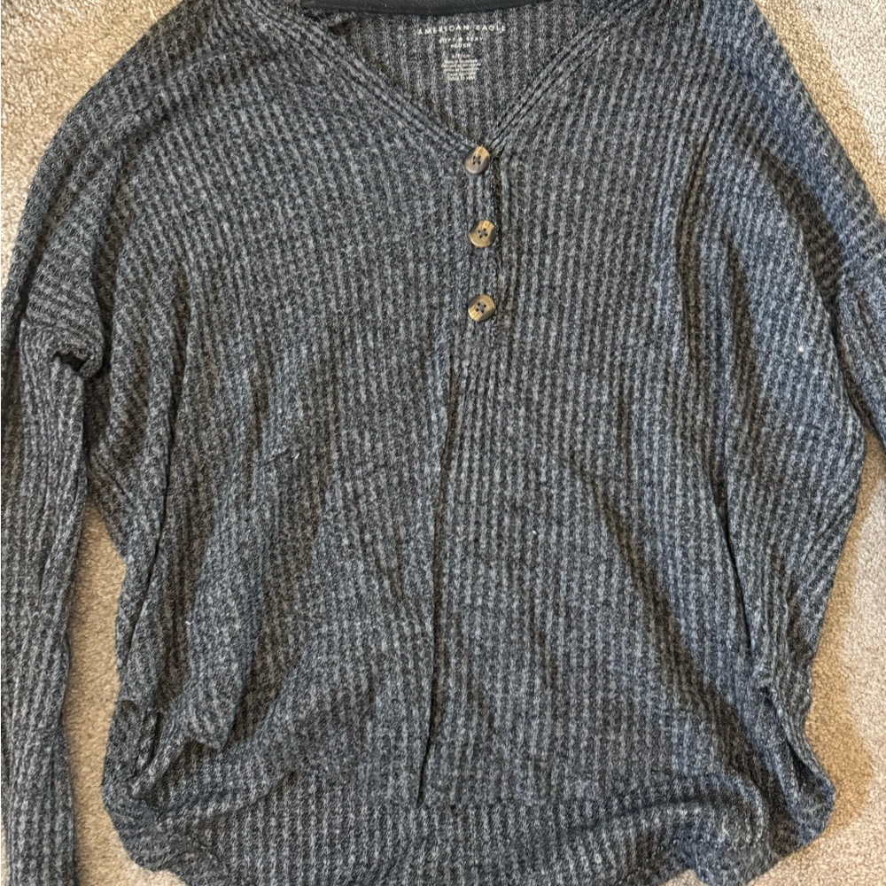 American Eagle Outfitters Gray V-Neck Tunic
